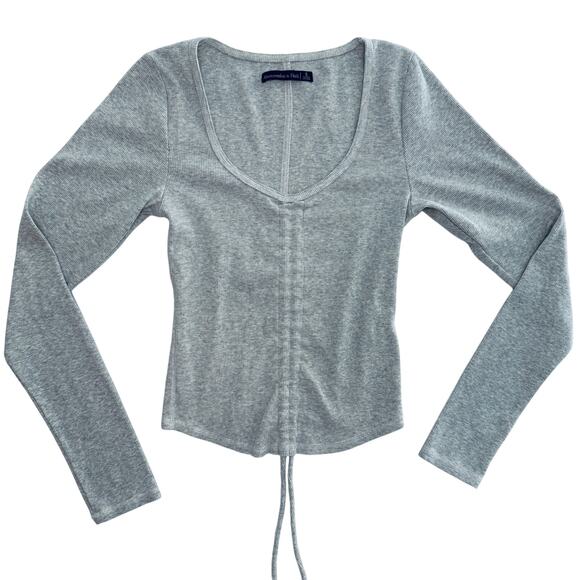 Abercrombie & Fitch Rib Knit Long Sleeve Top Small Grey - Picture 1 of 8